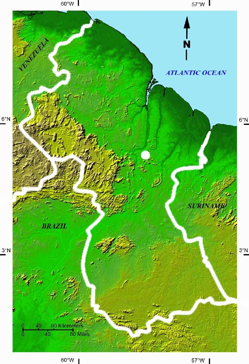 карта спадарожнікавая карта Гаяны