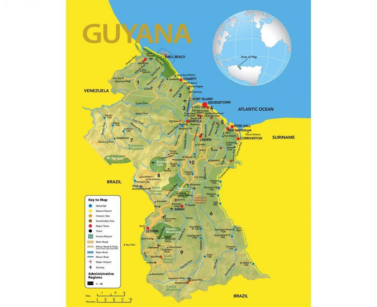 карта Гаяна размяшчэнне карце 
