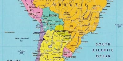 Карта Гаяна, Паўднёвая Амерыка 