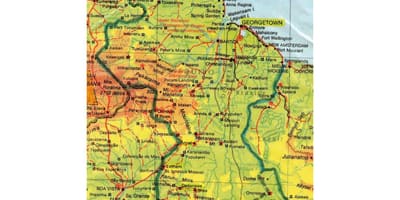 Карта Гаяна Афрыка