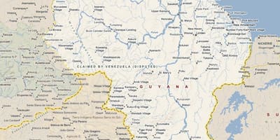 Карта падрабязная карта Гаяны