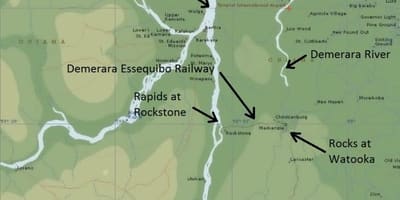 Карта ўзбярэжжа Гаяны Эссекибо